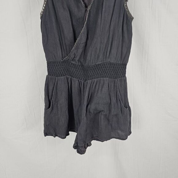 Free People Womens Soft Surplice Romper Size Small Dark Gray Elastic Waist - Picture 3 of 8